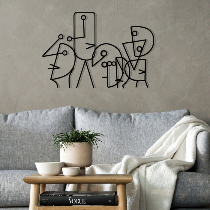 Wallity Damophilus Escultura de Pared de Metal Negra